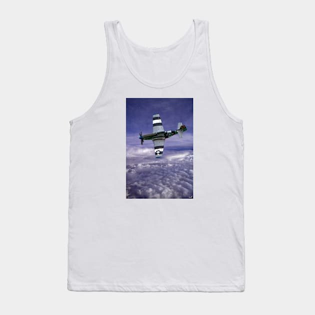 Mustang Fighter Patrols the Skies Above the Clouds Tank Top by Chris Lord